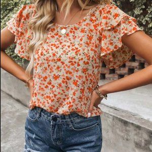 Orange Floral Layer-Sleeve